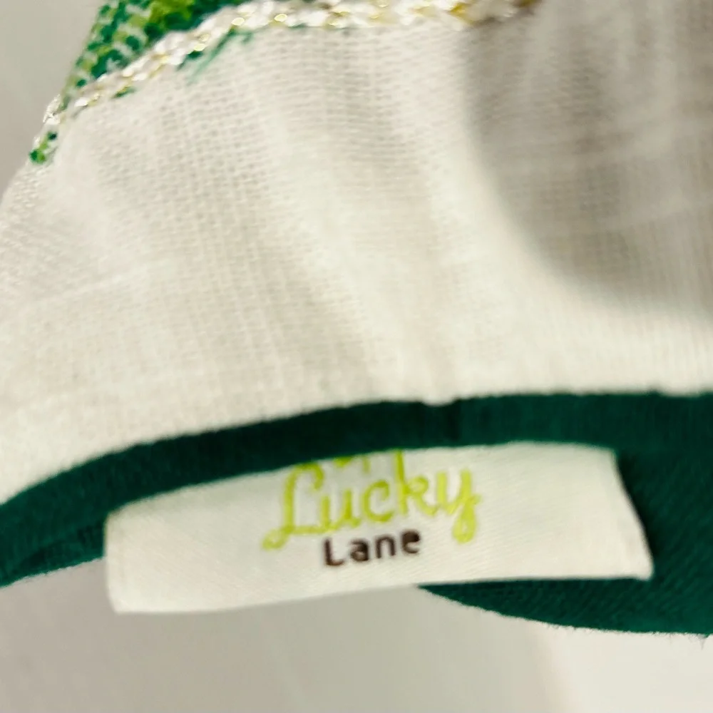 Sparkling Beaded Shamrock Plaid St Patrick’s Day Irish Lucky Lane Throw Pillow